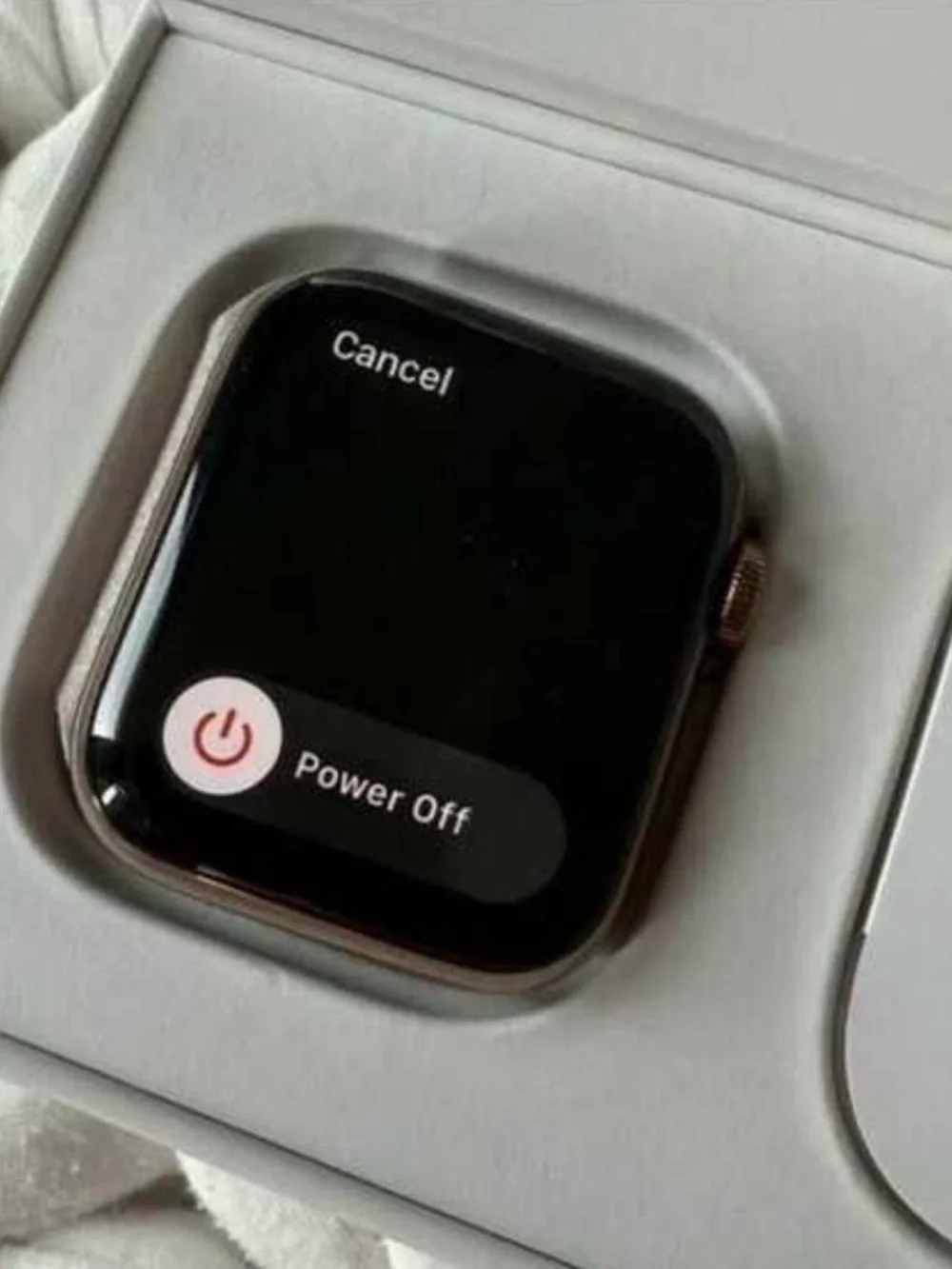 Apple Smartwatch Series 5 Stainless Steel with Beige Sport Band and cellular